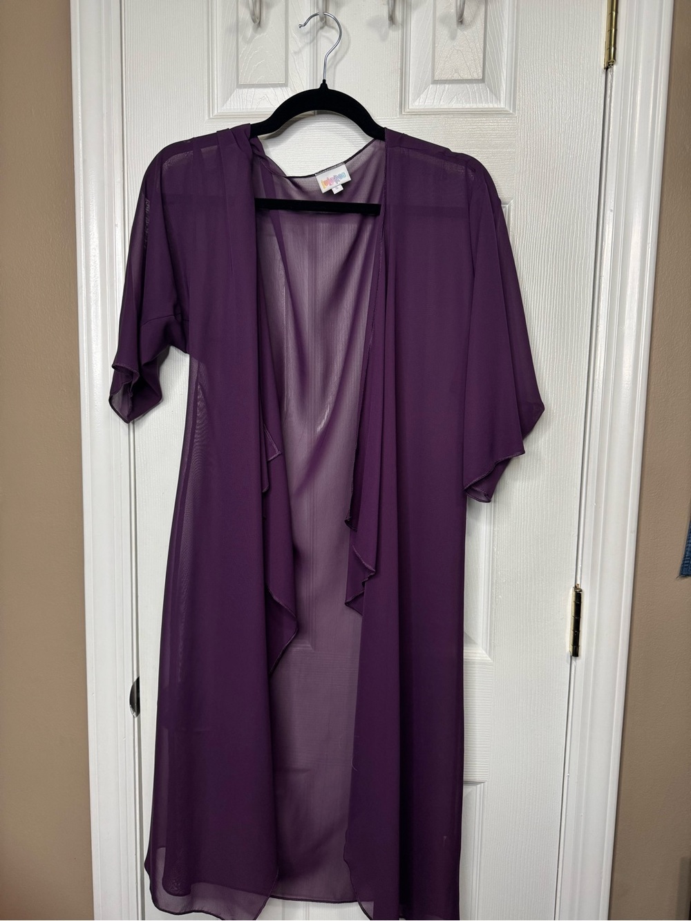 LuLaRoe Sheer Plum Draped Kimono